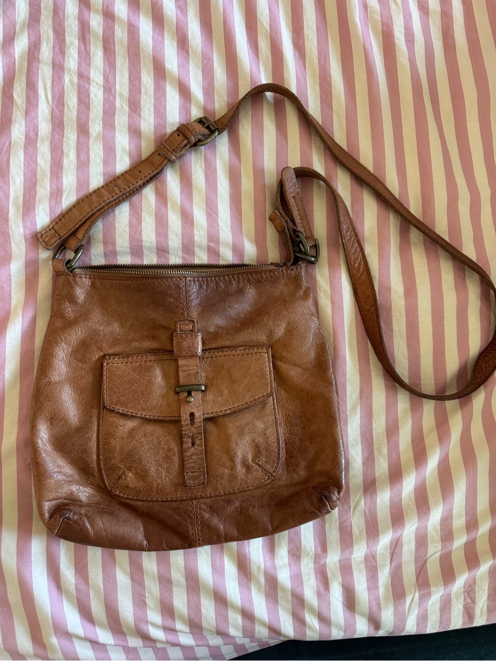 Lucky Brand Brown Leather Crossbody with Front Pocket